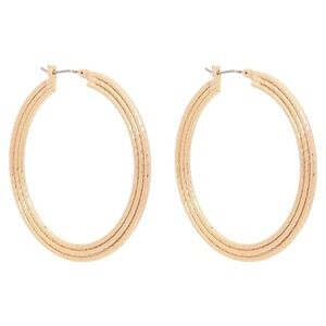 5/15 Napier Gold Tone rope lasso style 1-7/8” Hoop Pieced Earrings